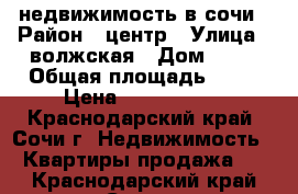 недвижимость в сочи › Район ­ центр › Улица ­ волжская › Дом ­ 41 › Общая площадь ­ 30 › Цена ­ 1 300 000 - Краснодарский край, Сочи г. Недвижимость » Квартиры продажа   . Краснодарский край,Сочи г.